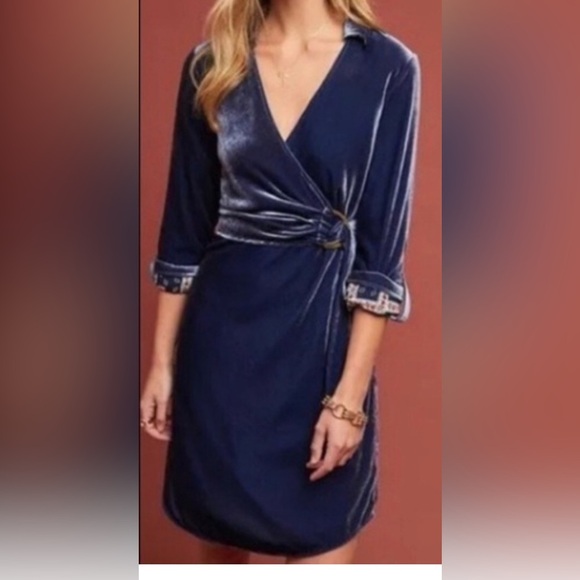 Maeve Velvet D-Ring Belted Navy Tunic Dress Size 14 - Picture 13 of 13